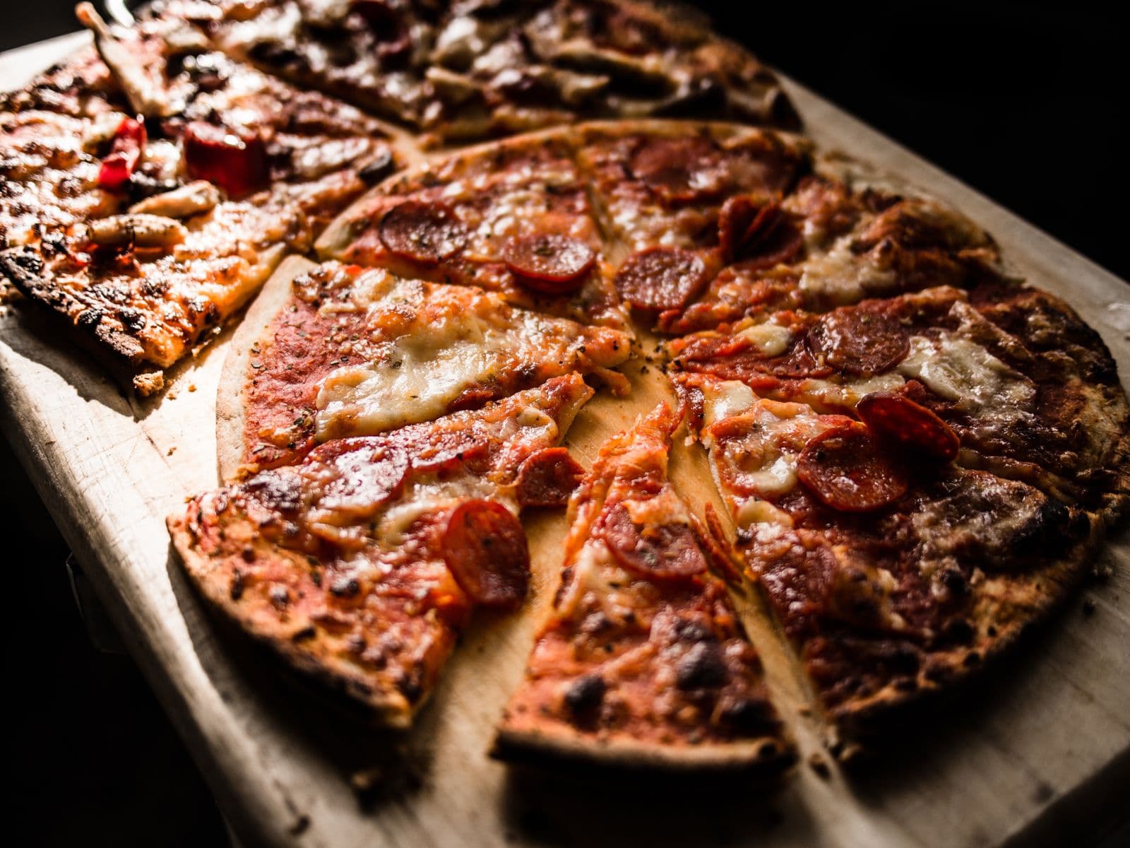 Pepperoni pizza fresh from the oven